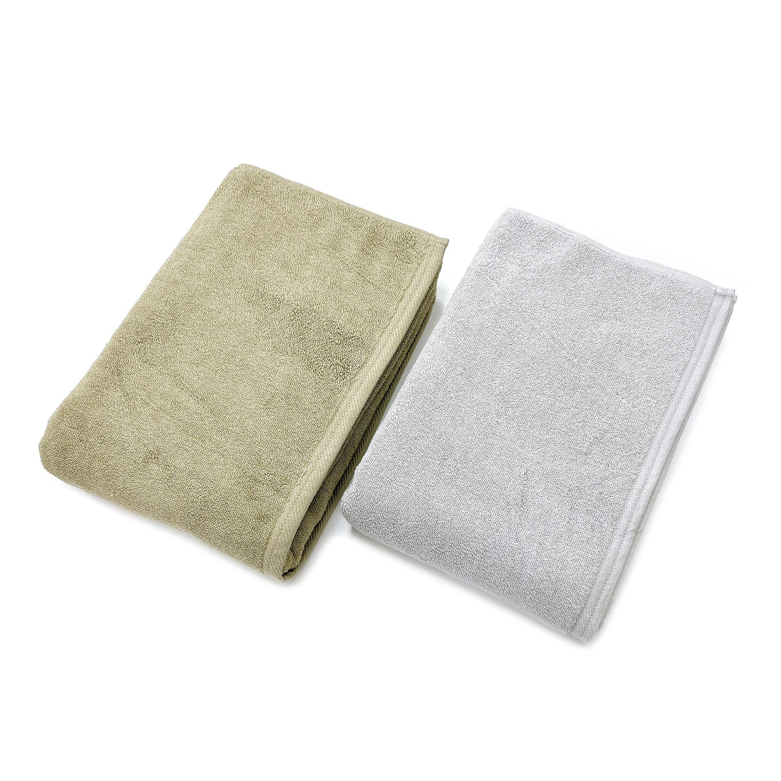 ホテルリゾート　高級ホテル仕様バスタオルセット　オリーブグレー＆ライトグレー 