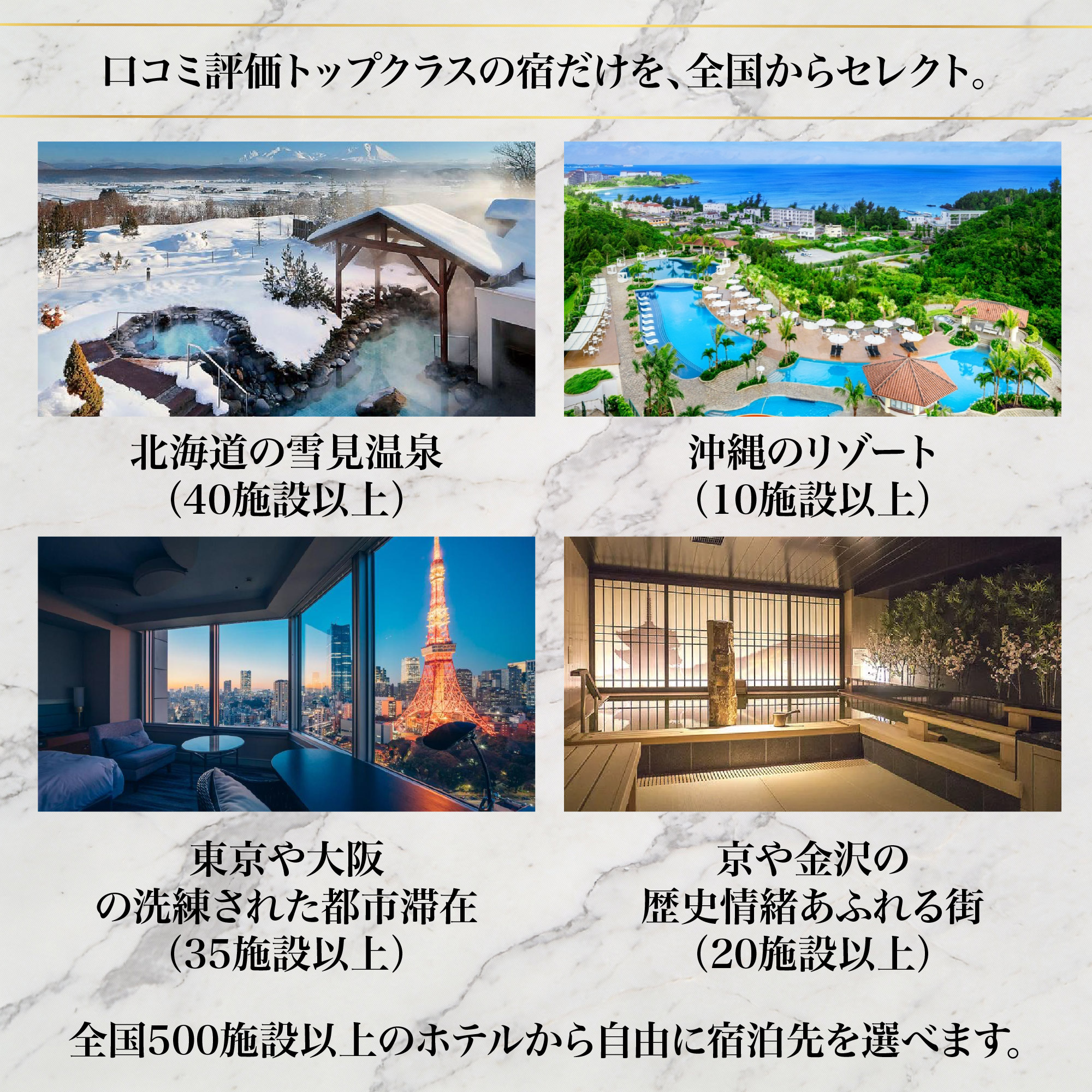 （1泊2日）ペア宿泊カタログギフト：USER’S CHOICE 【高評価レビューホテルセレクション】 掲載数500+施設〜
