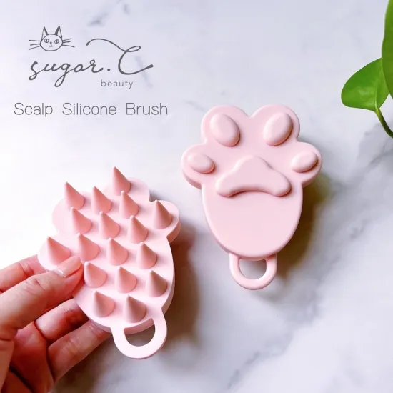 もふもふ猫チャームとスカルプブラシのセット