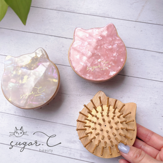 もふもふ猫チャームとスカルプブラシのセット