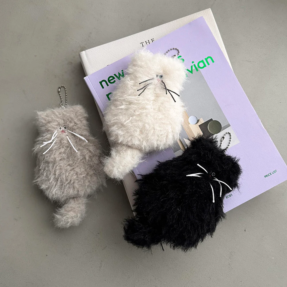 もふもふ猫チャームとスカルプブラシのセット