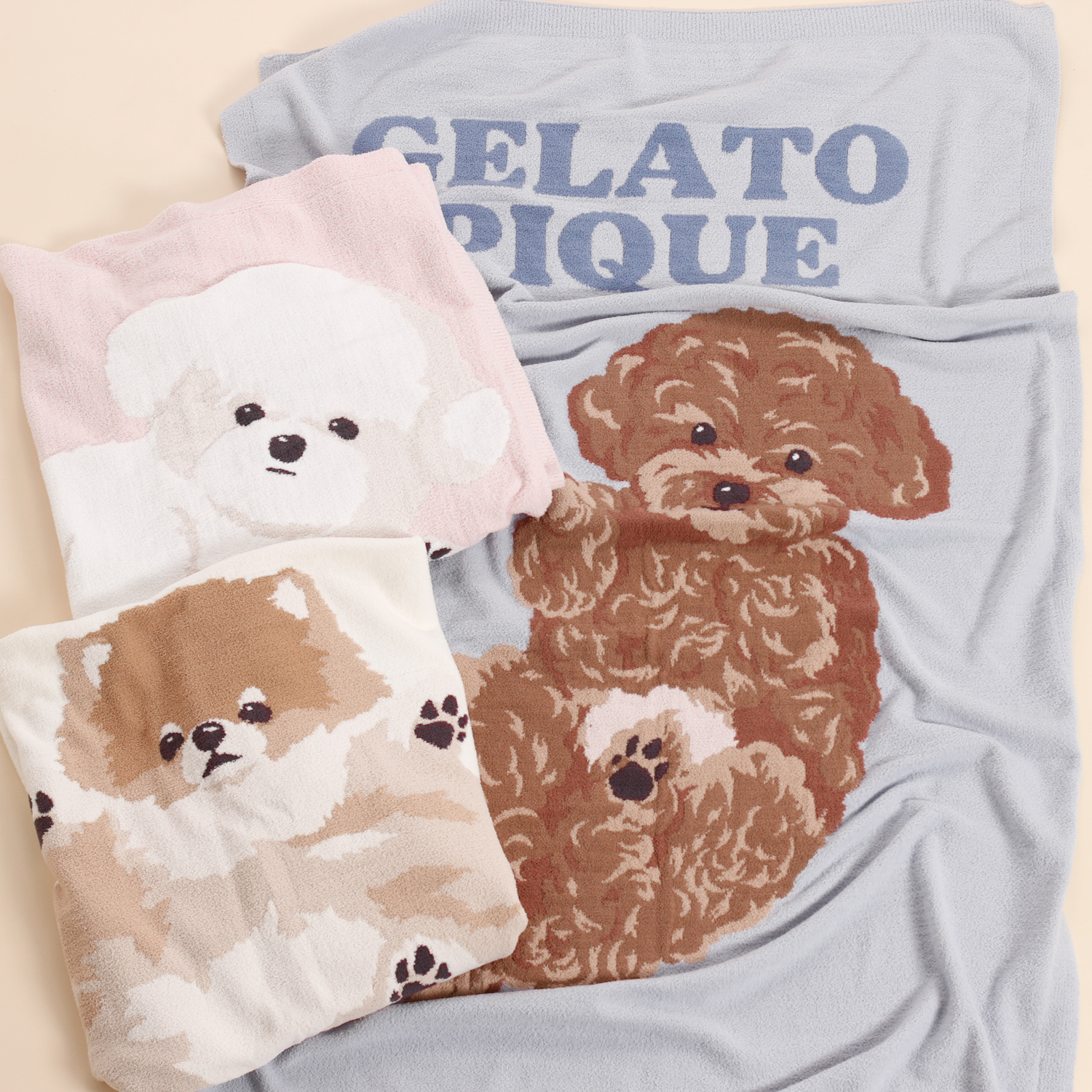 タイムセール新品未使用タグ付きGELATO PIQUE トイプードルブランケット ドッグジャガードブランケット(ブランケット)｜ルームウェア・パジャマ