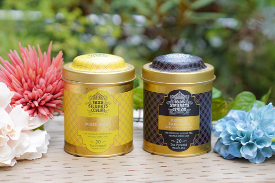 【ファーストクラスで採用された紅茶】George Steuart Tea トライアングルバッグ2缶セット(ヴィンテージアールグレイ×ミックスフルーツ)