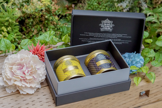 【ファーストクラスで採用された紅茶】George Steuart Tea トライアングルバッグ2缶セット(ヴィンテージアールグレイ×ミックスフルーツ)