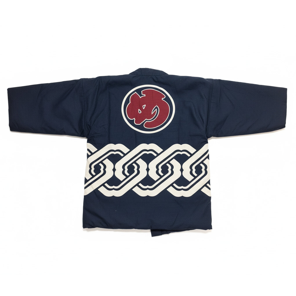 抜染和柄綿入り半纏「め組」