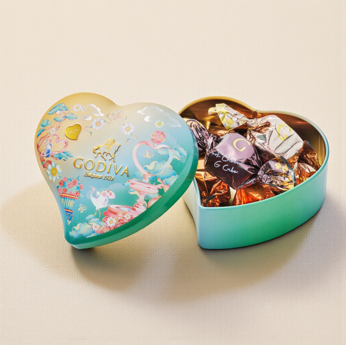 ゴディバ アーリースプリング G キューブ アソートメント ミニハート缶 5粒入
