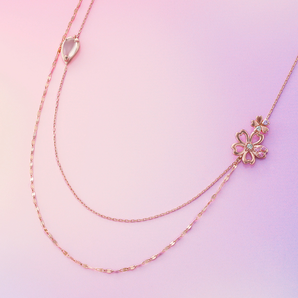 SAKURA Collction】シルバー 2連 ネックレス | Canal4℃（カナル