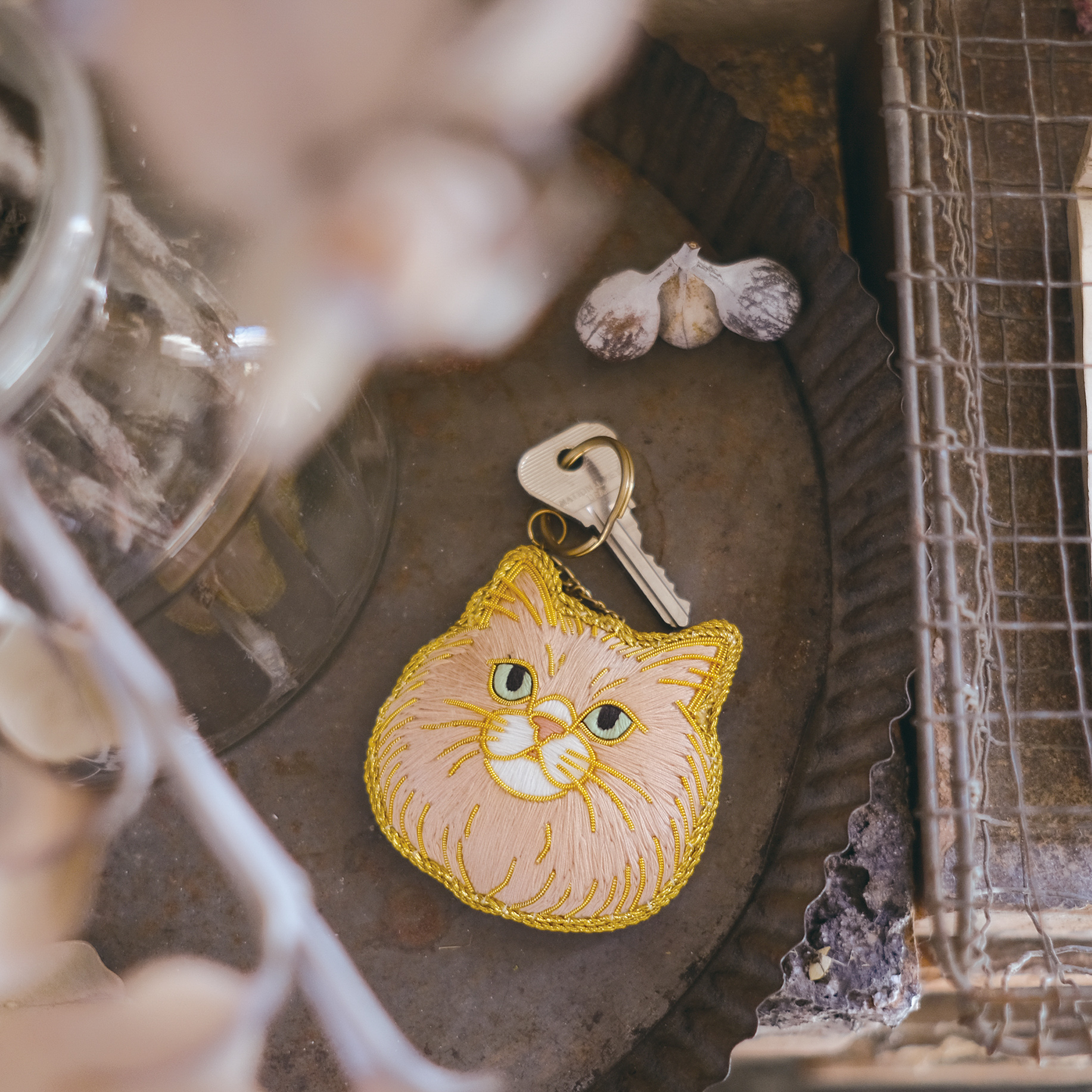 ニャトリエ 刺繍キーホルダー