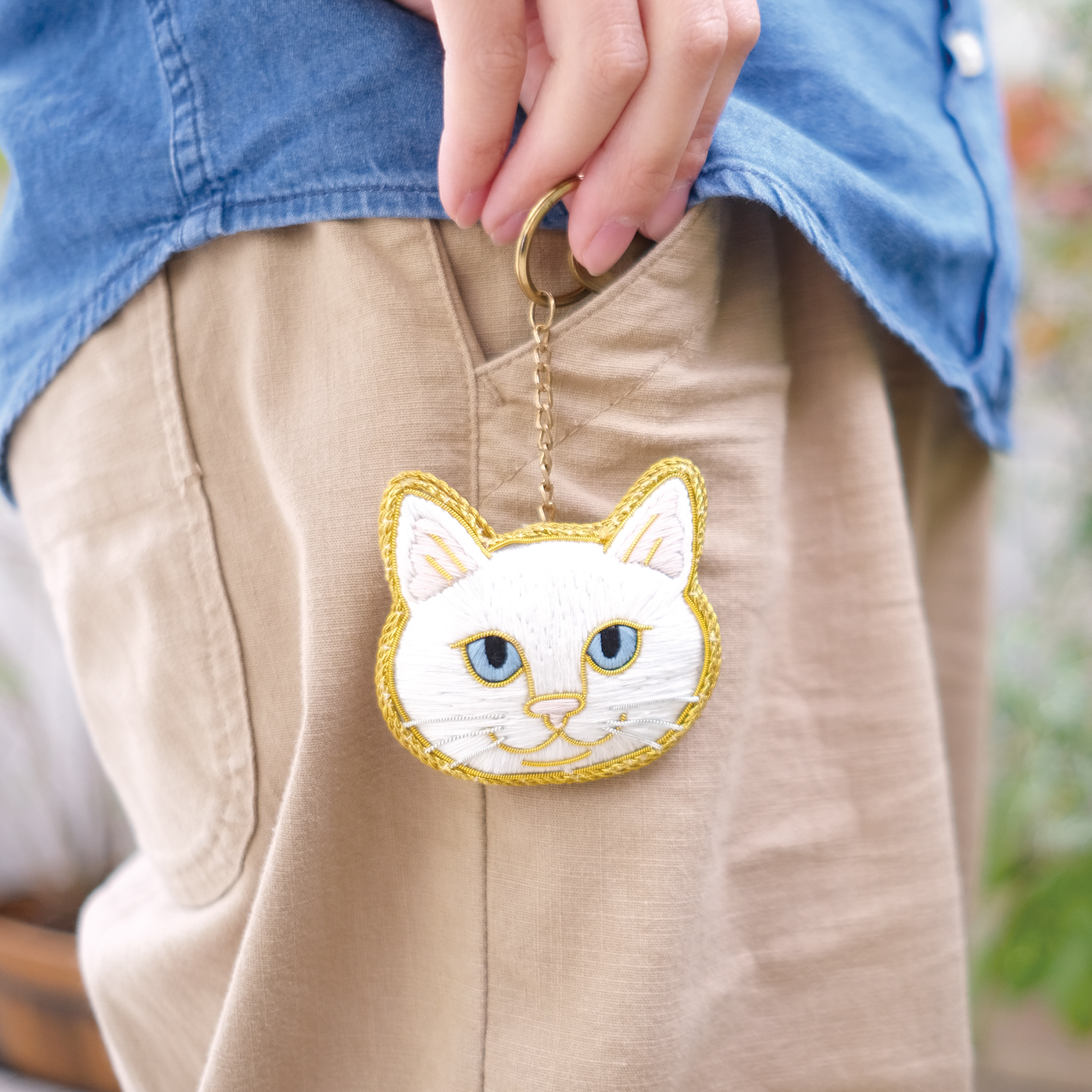 ニャトリエ 刺繍キーホルダー