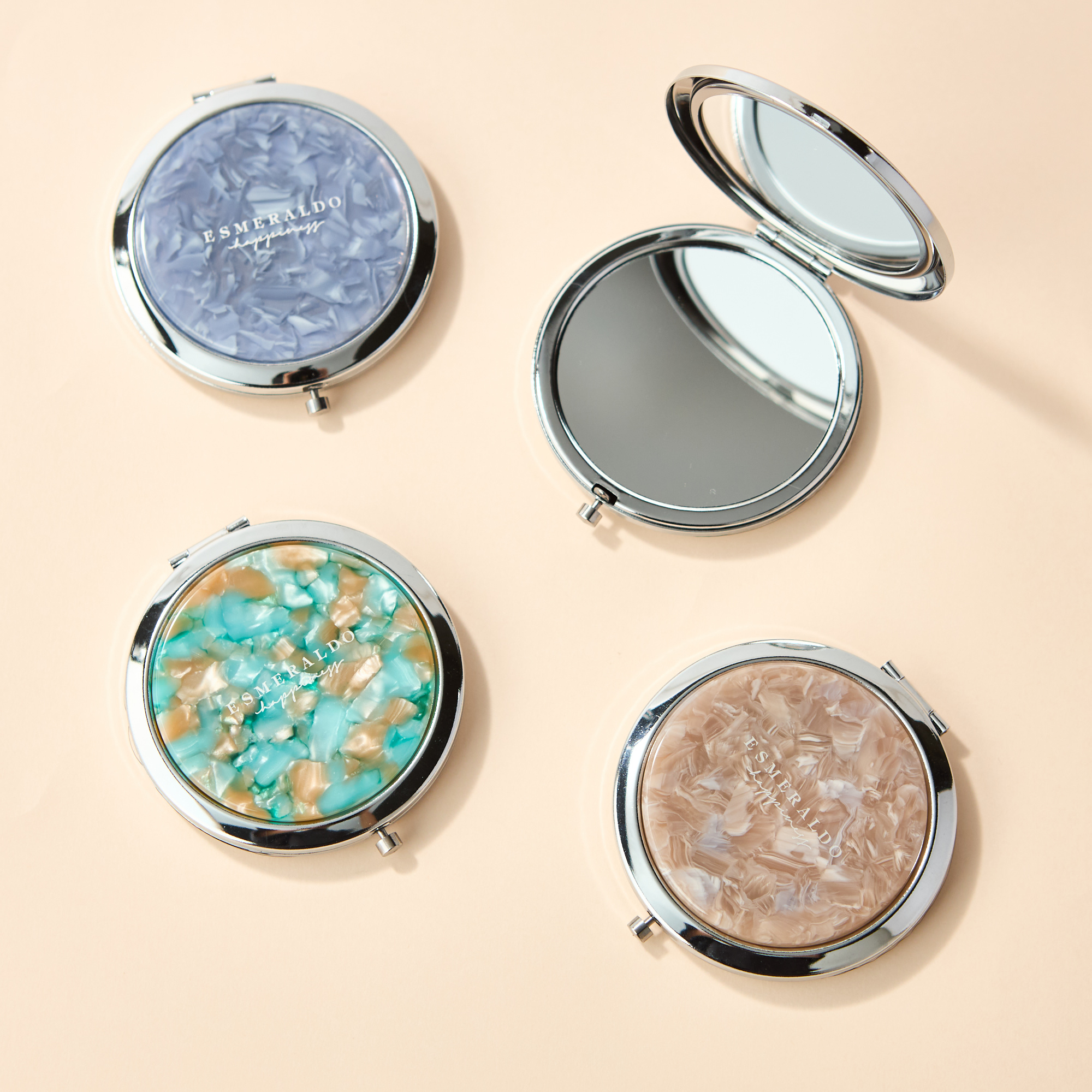 【BOX付き】マーブル柄が映えるミラー＆スリムカードケース