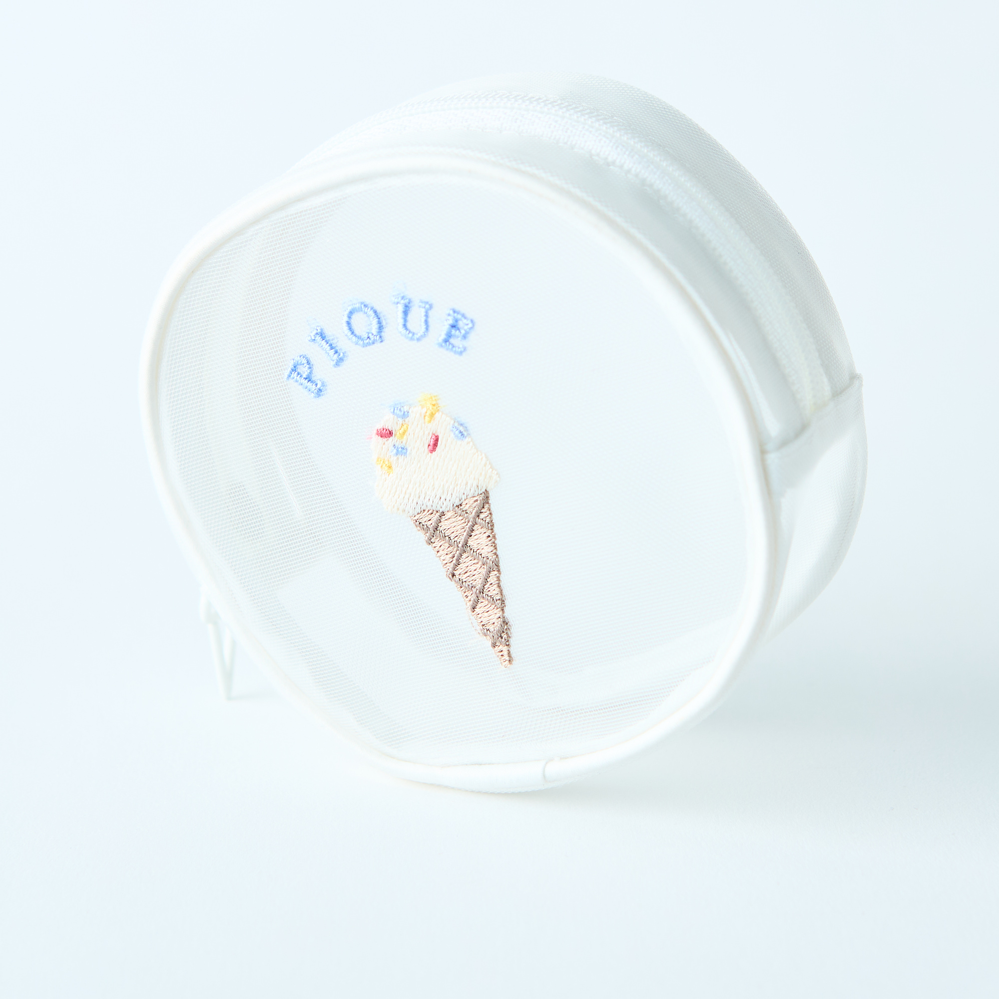 【WOMEN】アイス刺繍ラウンドポーチ