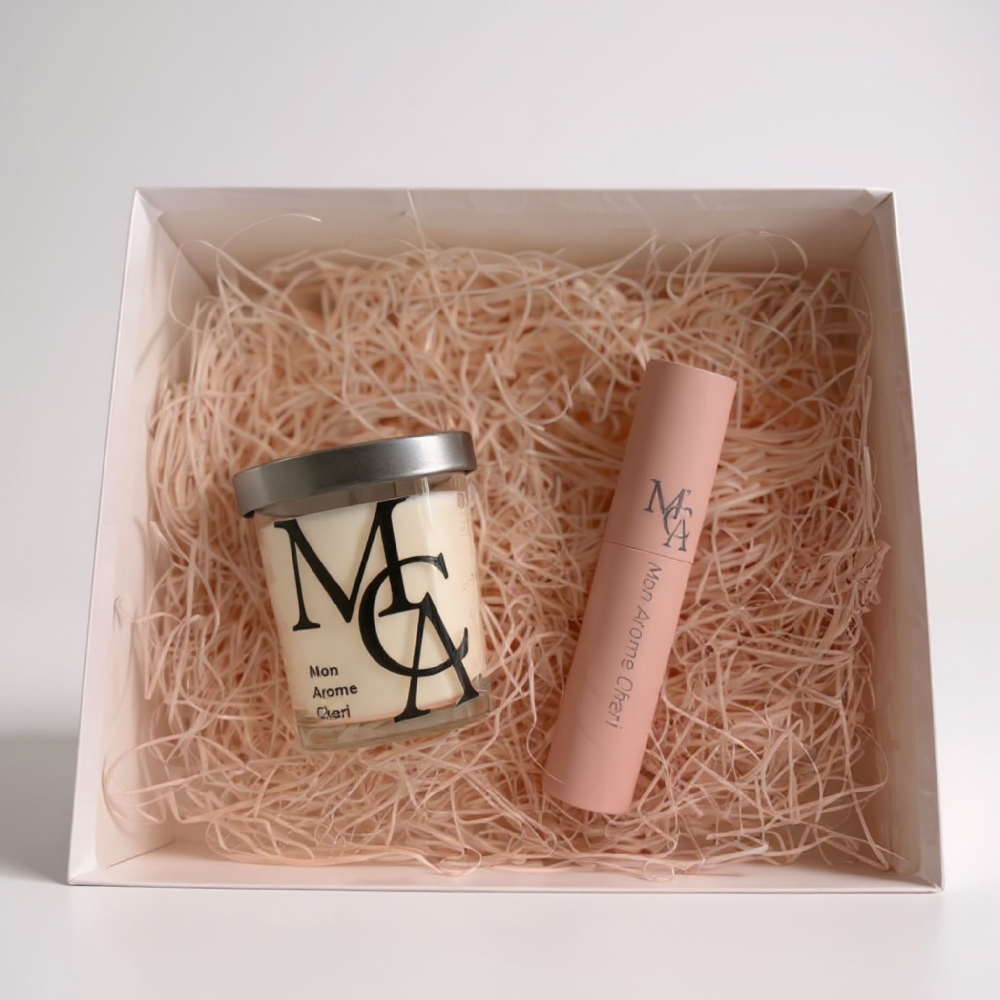 バレンタイン限定 お米ワックスキャンドル と消臭抗菌ファブリックミスト10ml  ギフトBOX