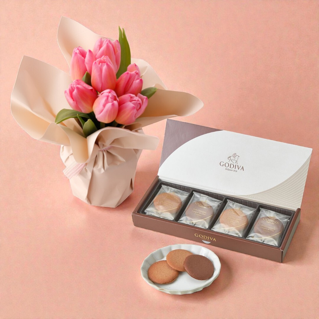 選べるスイーツとそのまま飾れるブーケ「陽だまりのチューリップ」（季節限定）