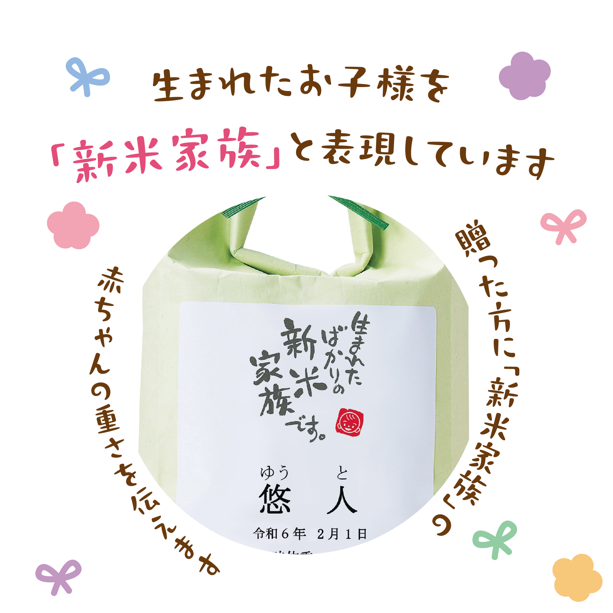 出産内祝い【お米の袋が選べる体重米】※お米の重さは上限3800gまで