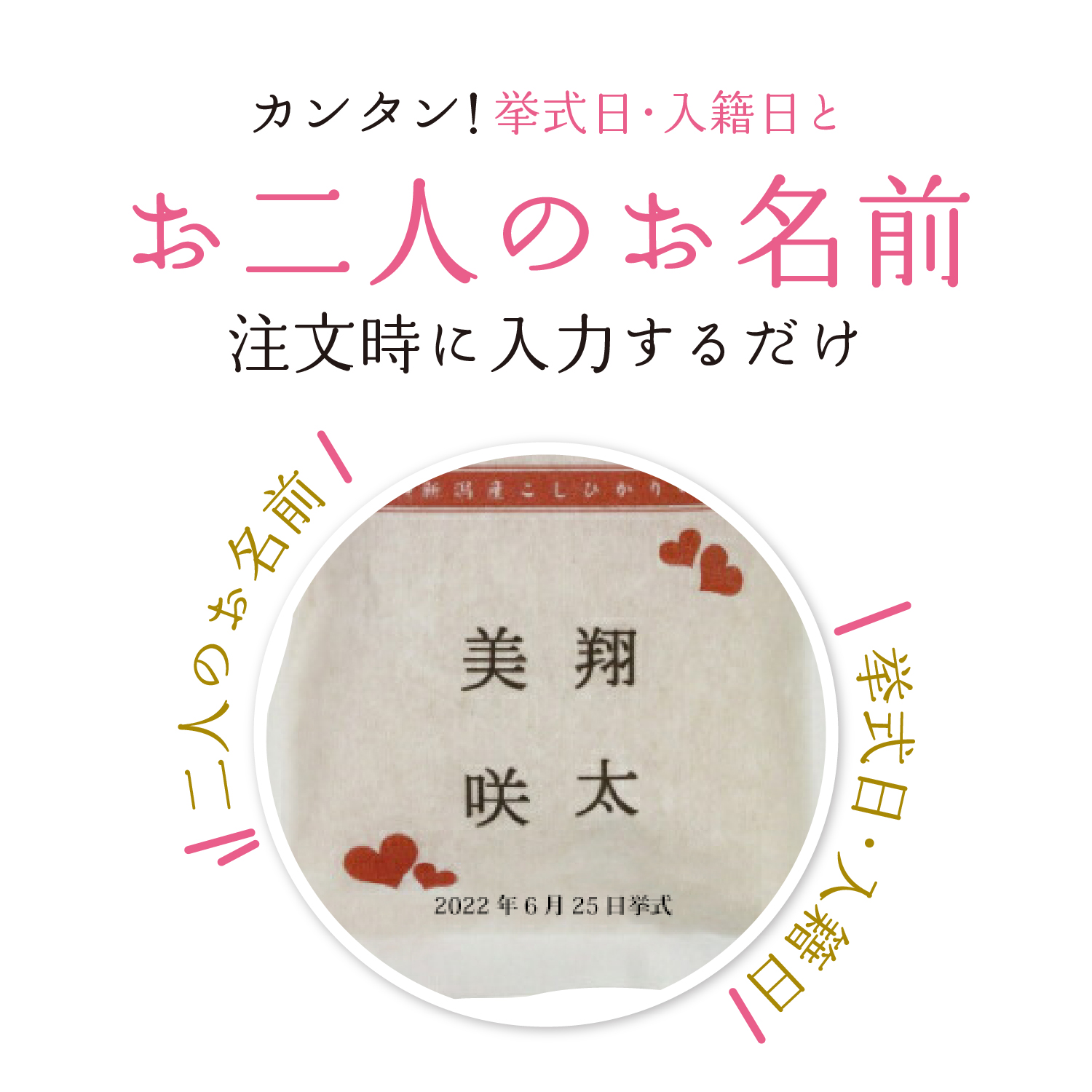 結婚式 【こしひかり300gプチギフト】※ご注文は1デザインにつき8個以上から