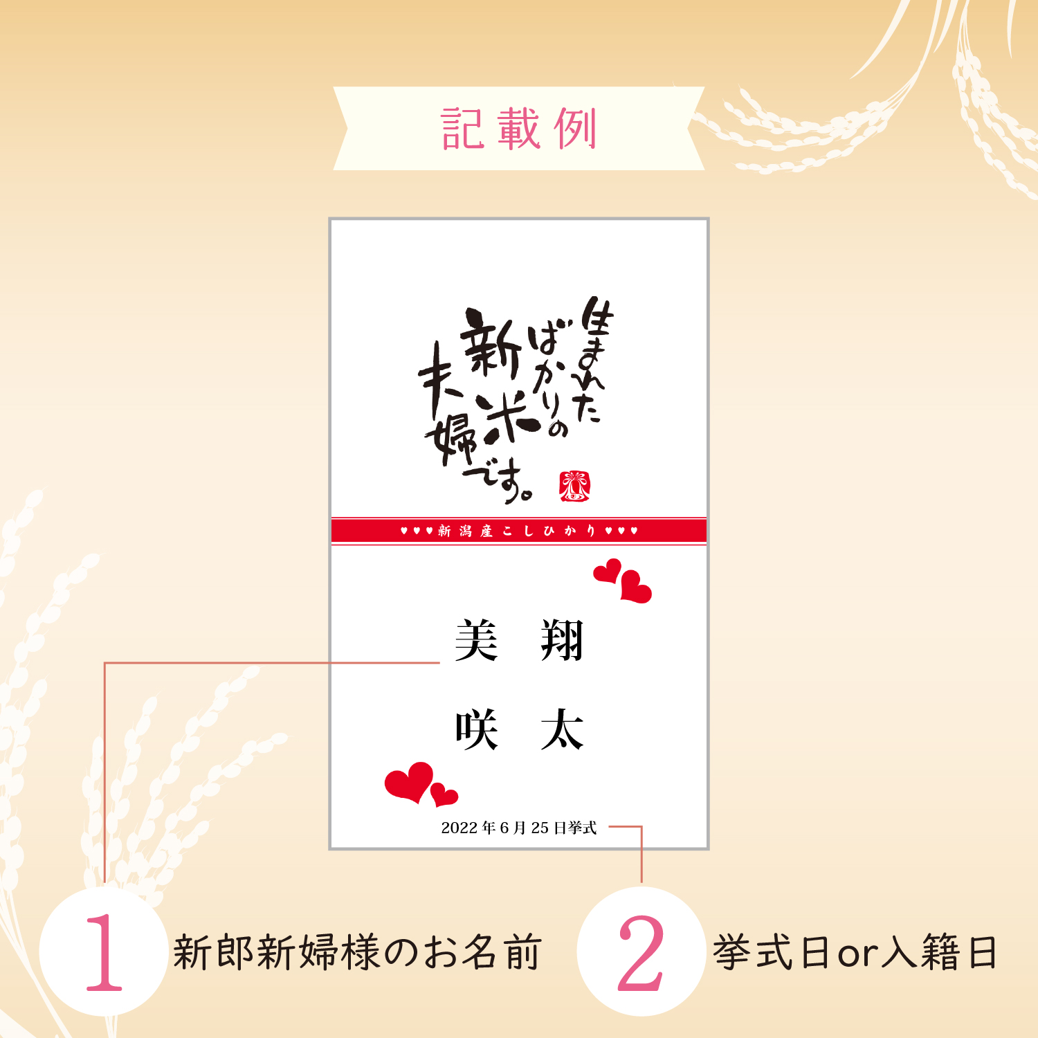 結婚式 【こしひかり300gプチギフト】※ご注文は1デザインにつき8個以上から