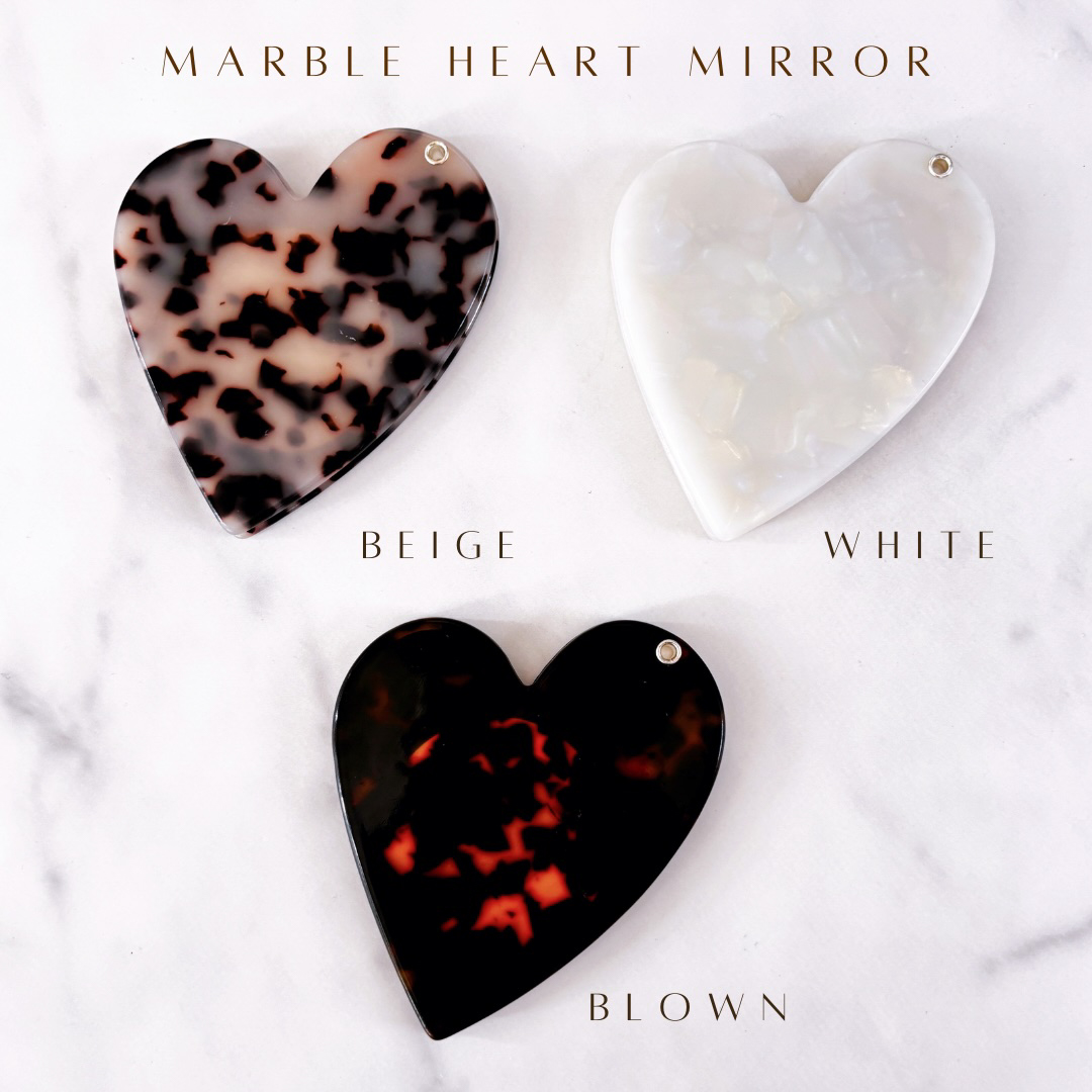 ハートミラー 名入れ無料】Marble Heart Mirror マーブルハートミラー | F THE
