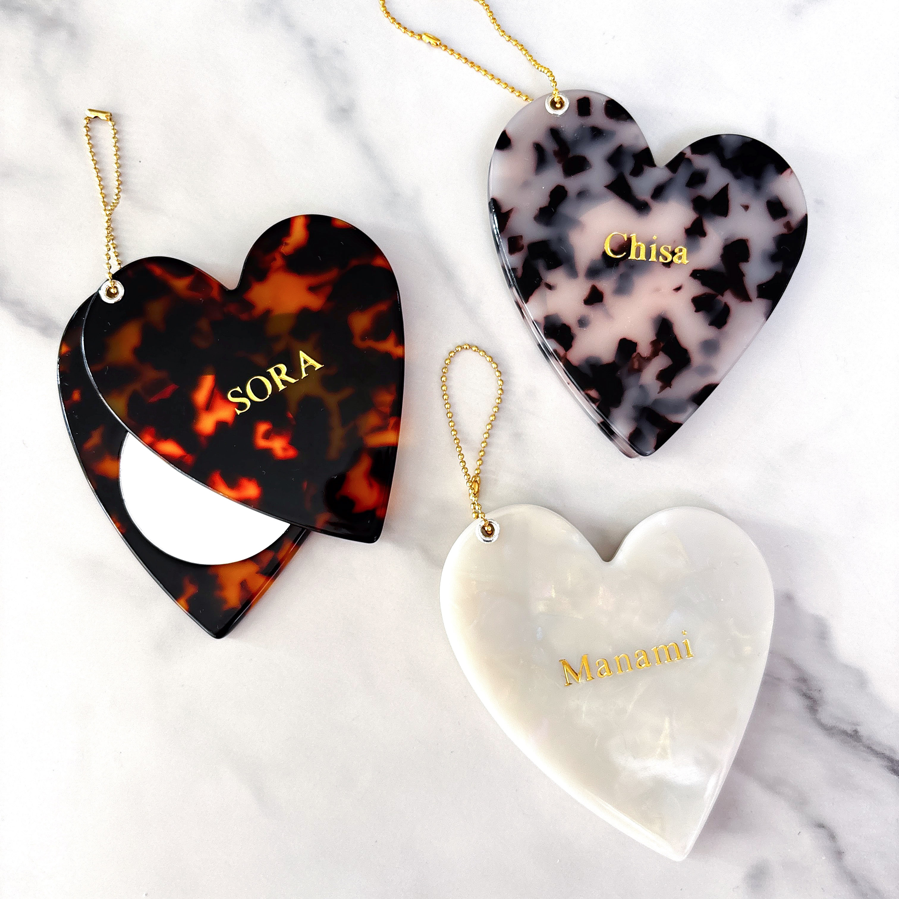 名入れ無料】Marble Heart Mirror マーブルハートミラー | F THE