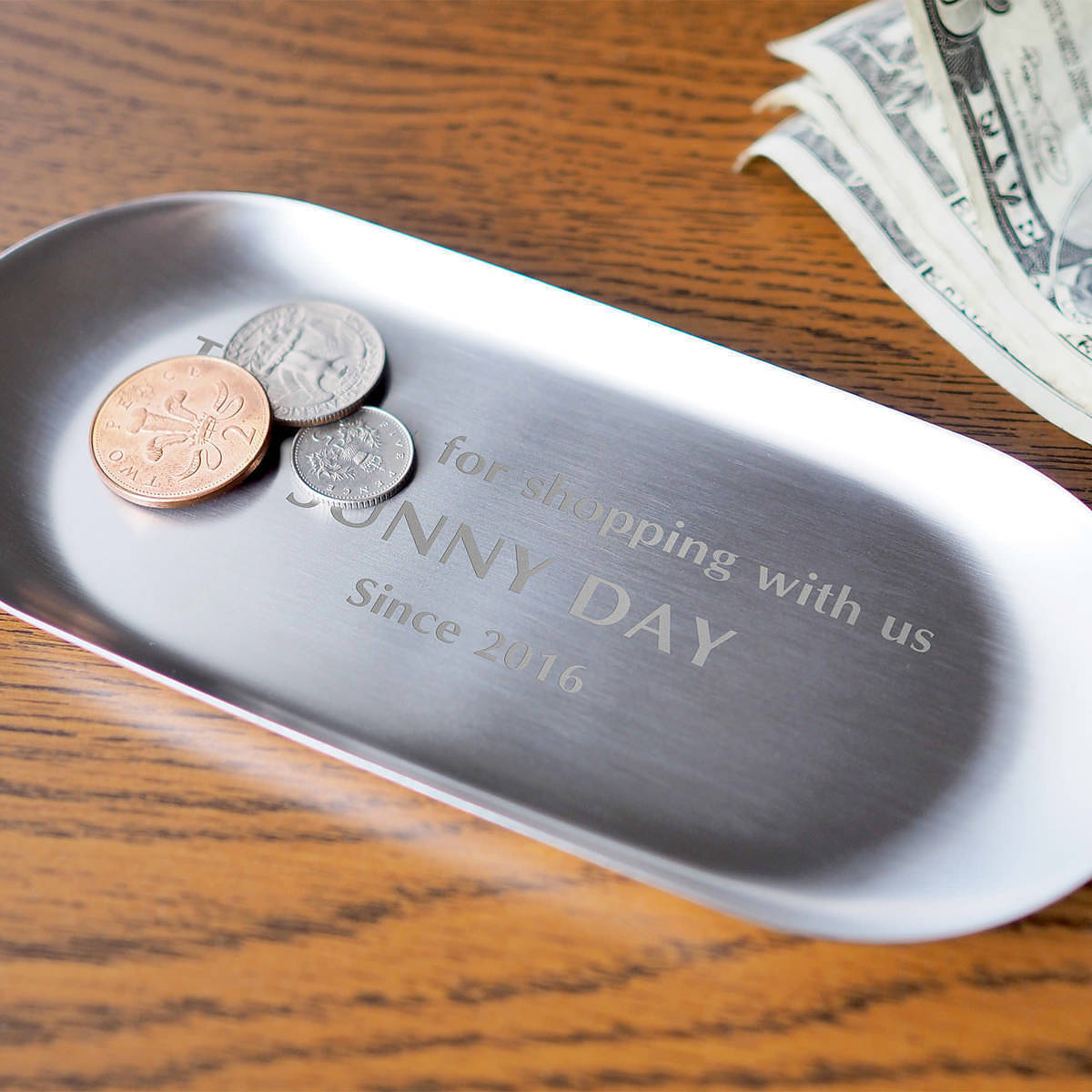 【名入れギフト】ステンレスキャッシュトレイ