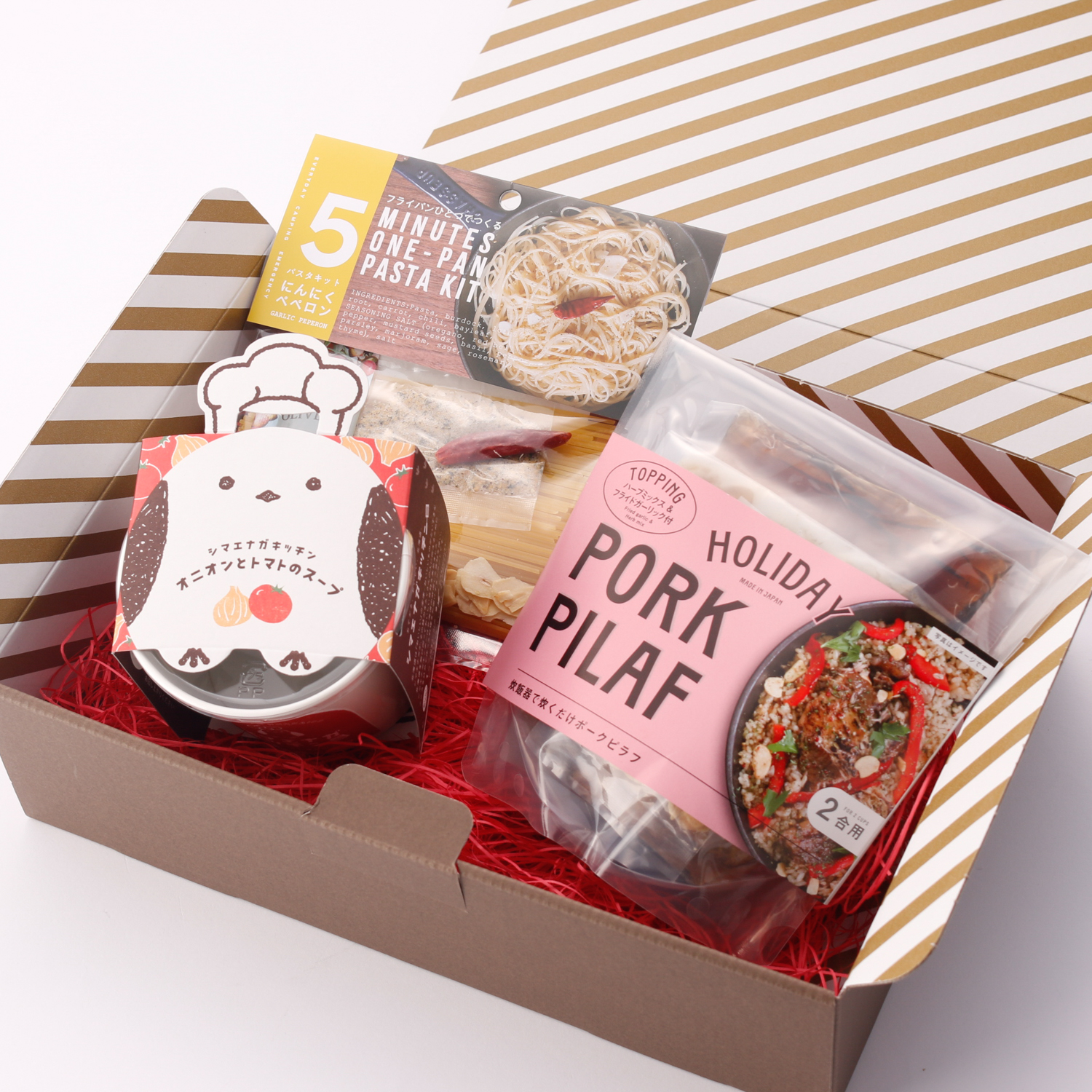 【一人暮らしのあの人に！】贅沢ディナーセット(炊くだけピラフ・スープ・パスタセット)