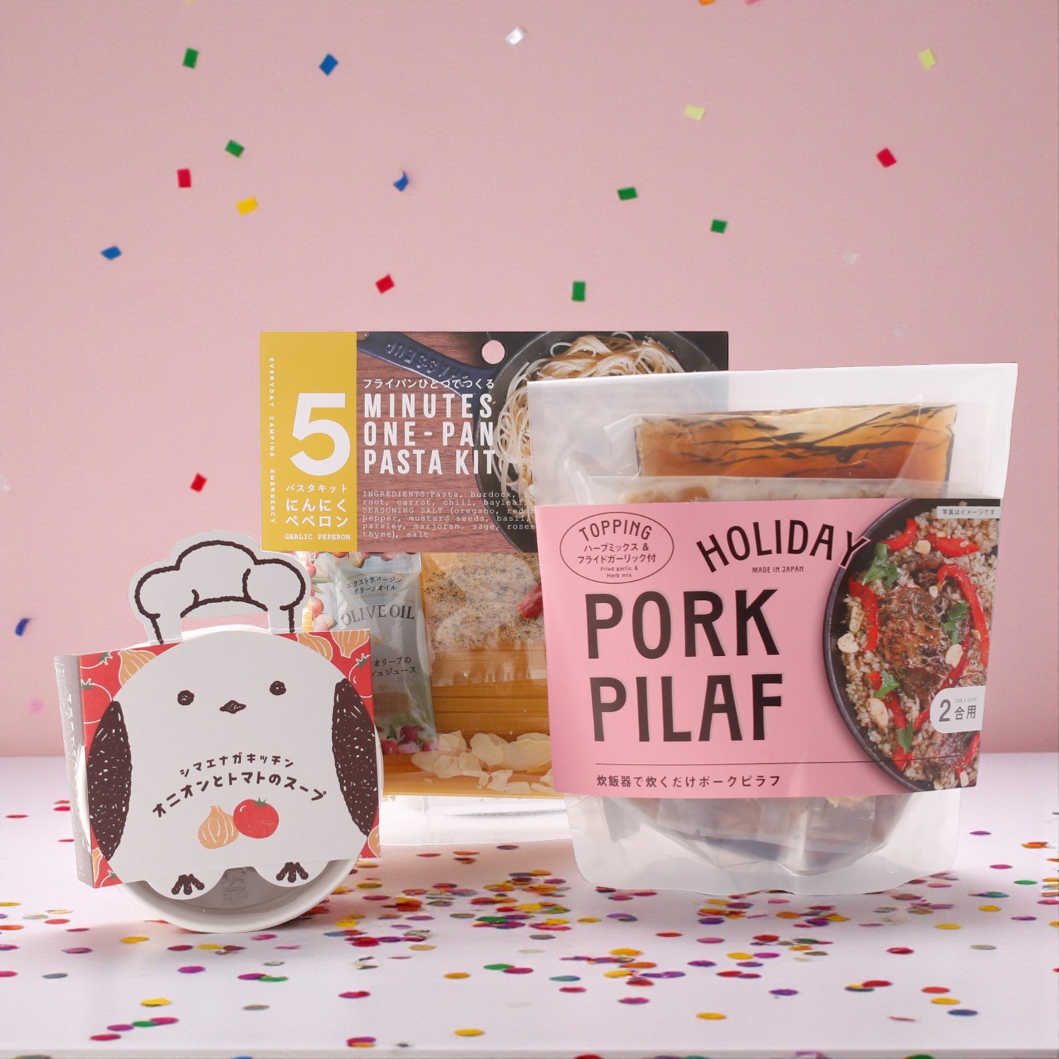 【一人暮らしのあの人に！】贅沢ディナーセット(炊くだけピラフ・スープ・パスタセット)