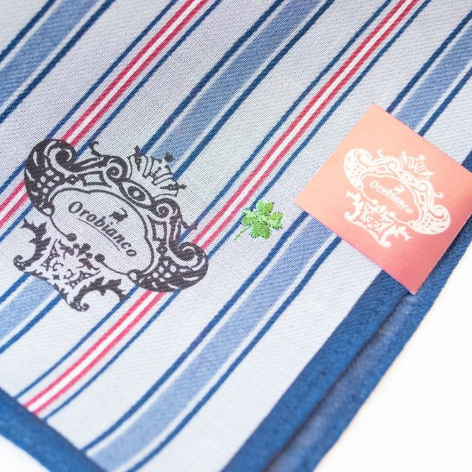 【Orobianco】プリントハンカチ ストライプ柄 6枚セット