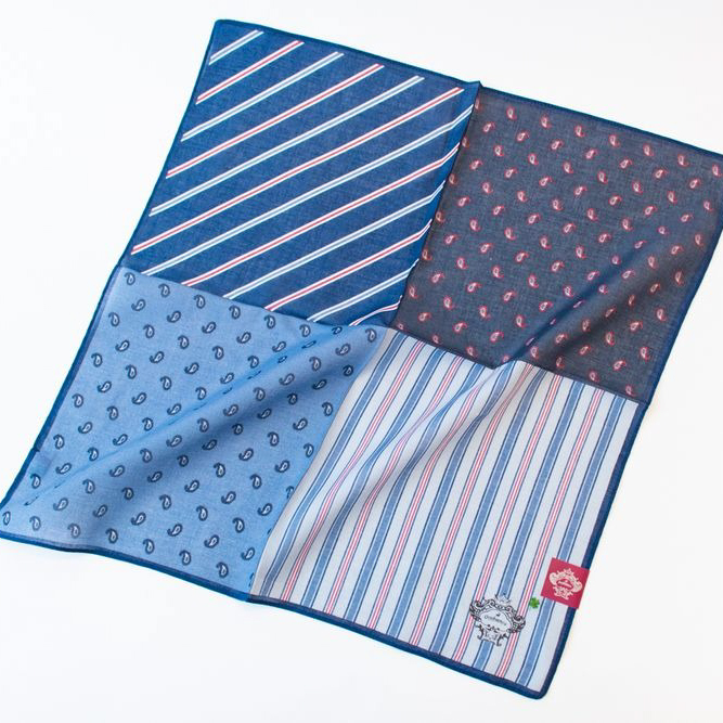 【Orobianco】プリントハンカチ ストライプ柄 6枚セット