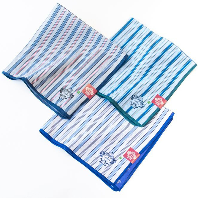 【Orobianco】プリントハンカチ ストライプ柄 6枚セット