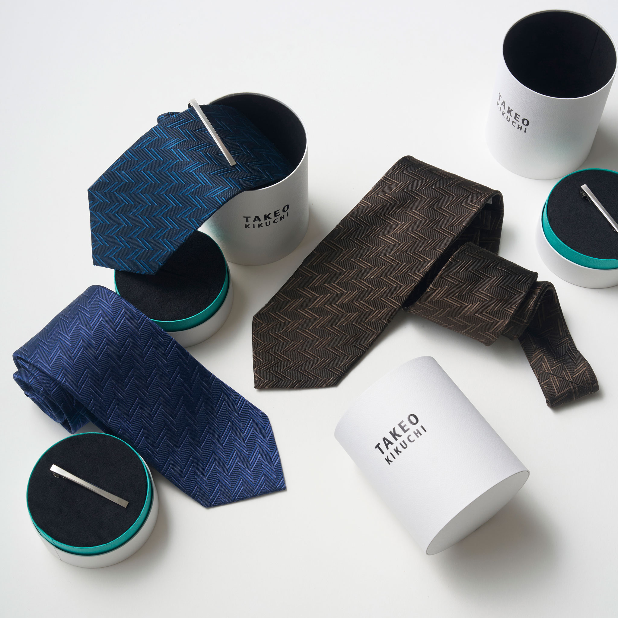 ネクタイ＆タイバー シリンダーBOXセット＜ジオメトリック＞