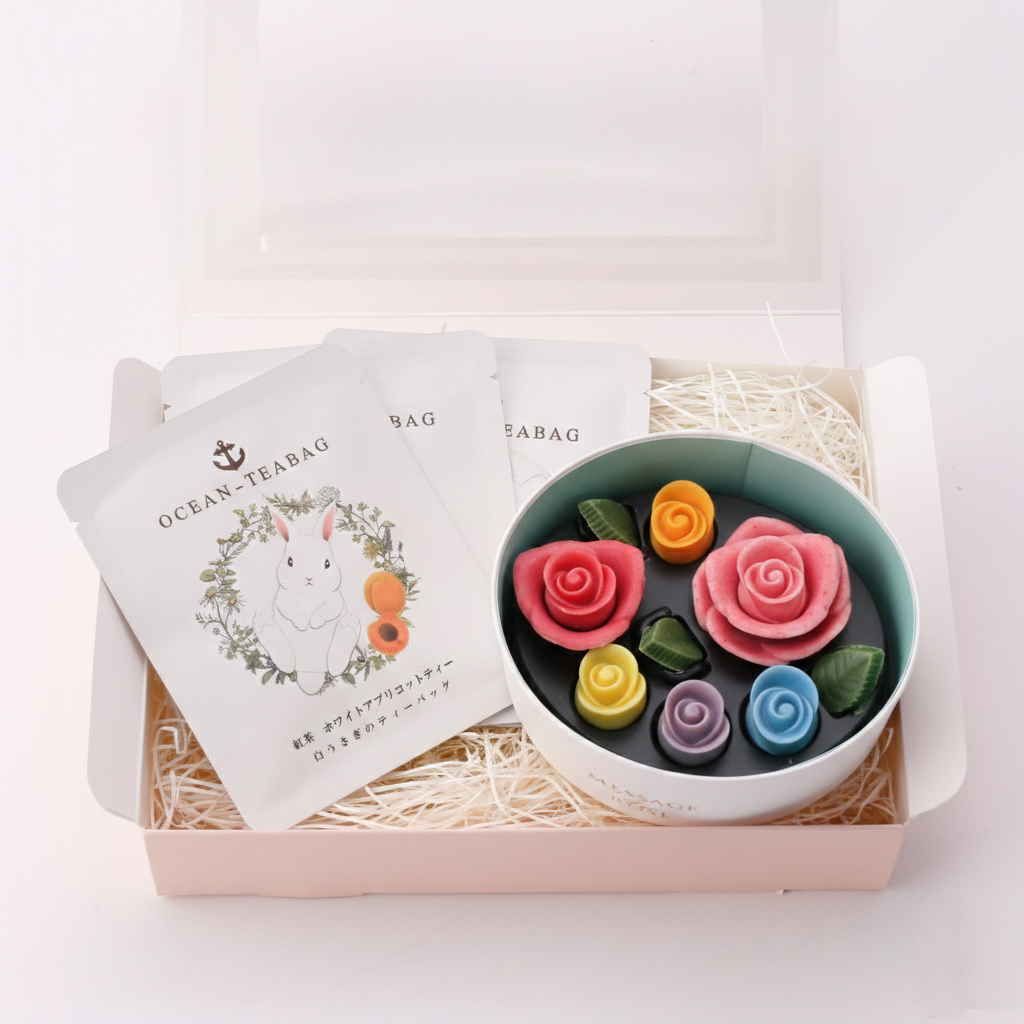【ギフトBOX付】ウサギ紅茶＆お花のチョコレートセット