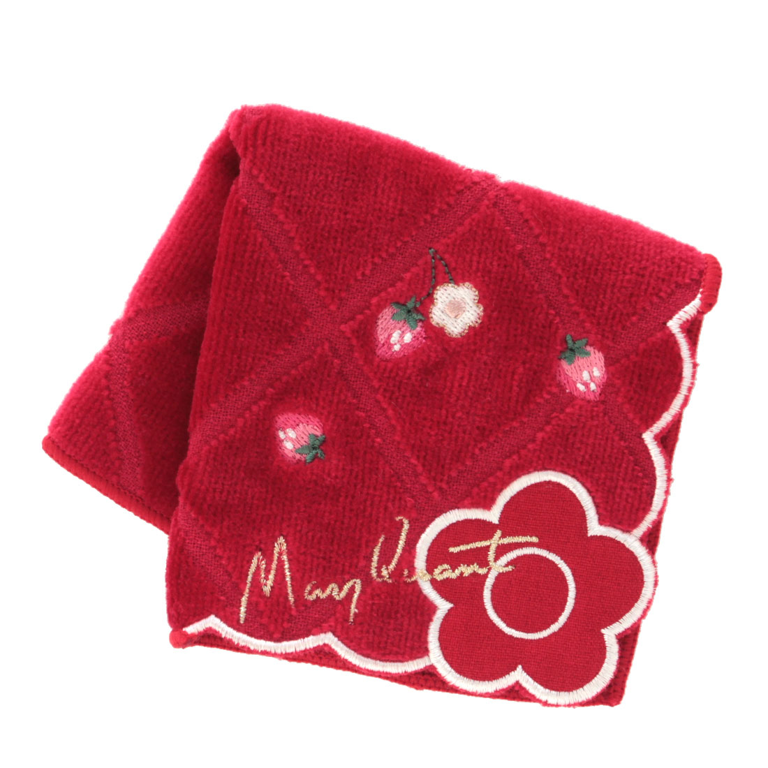 いちごのタオルハンカチーフ＆タオルポーチ