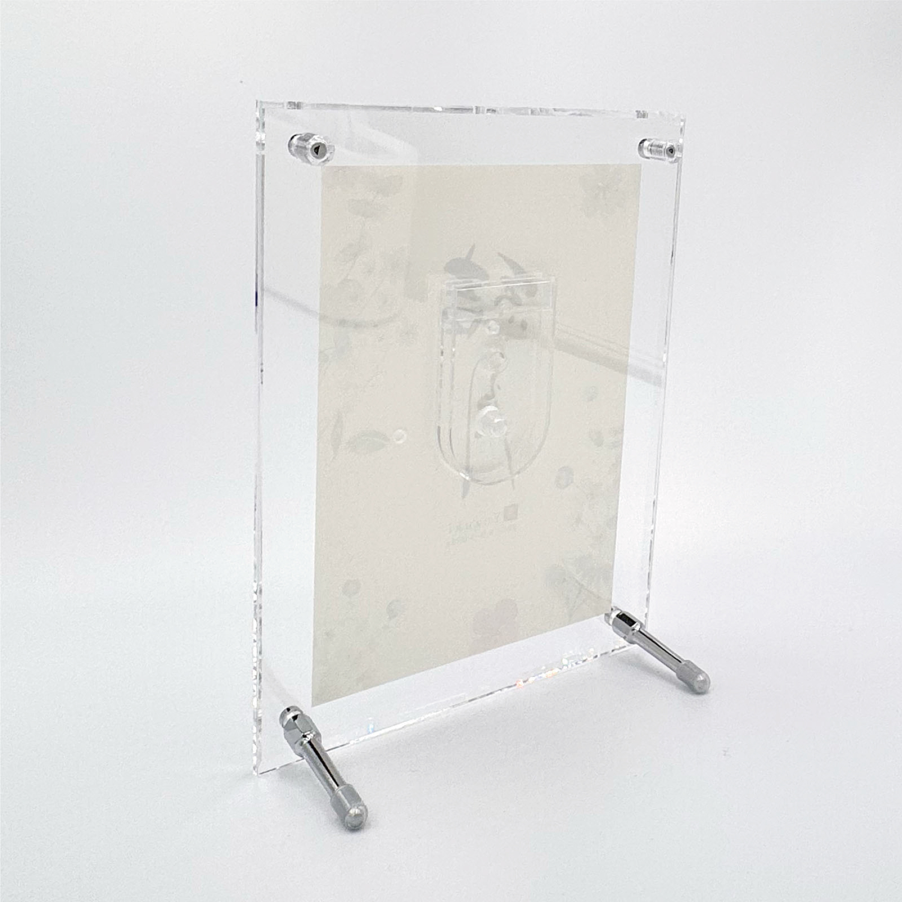 命名フレームアクリルクリア(花柄・筆文字)