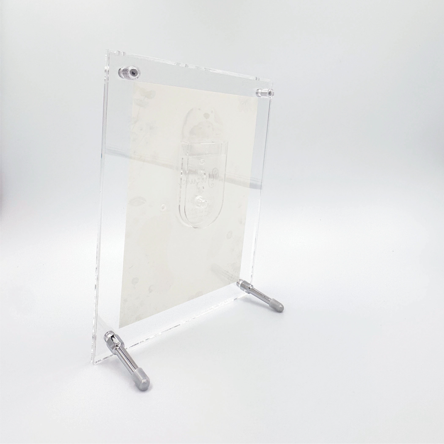 命名フレームアクリルクリア(花柄・写真・足型入り)