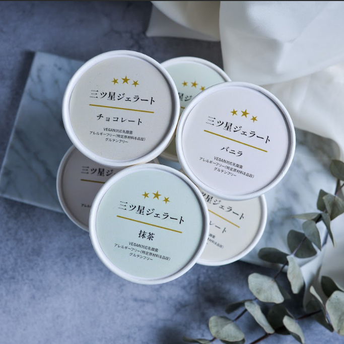 【世界中の人が食べられる】三ツ星ジェラート6個入り（バニラ、チョコレート、抹茶、各2個）