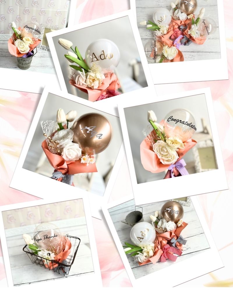 大切な人に贈る チューリップのバルーンミニブーケ