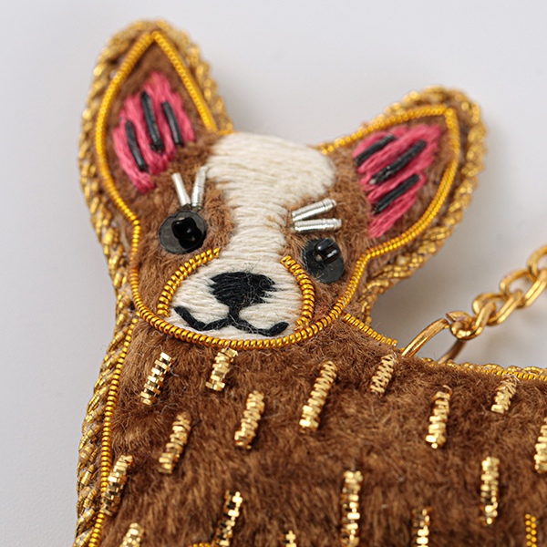 ザリ刺繍キーホルダー＜イヌシリーズ＞