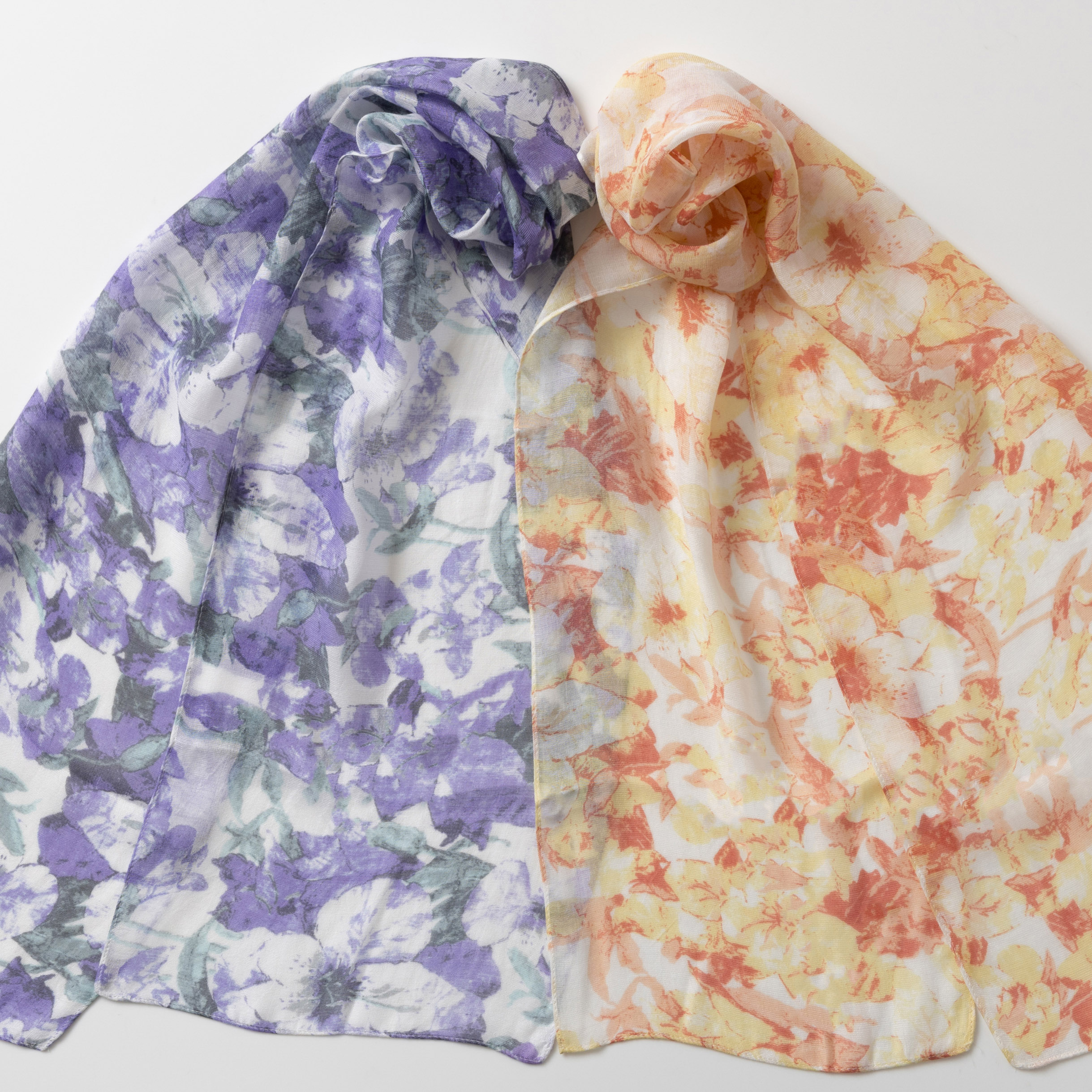 花柄プリントショール