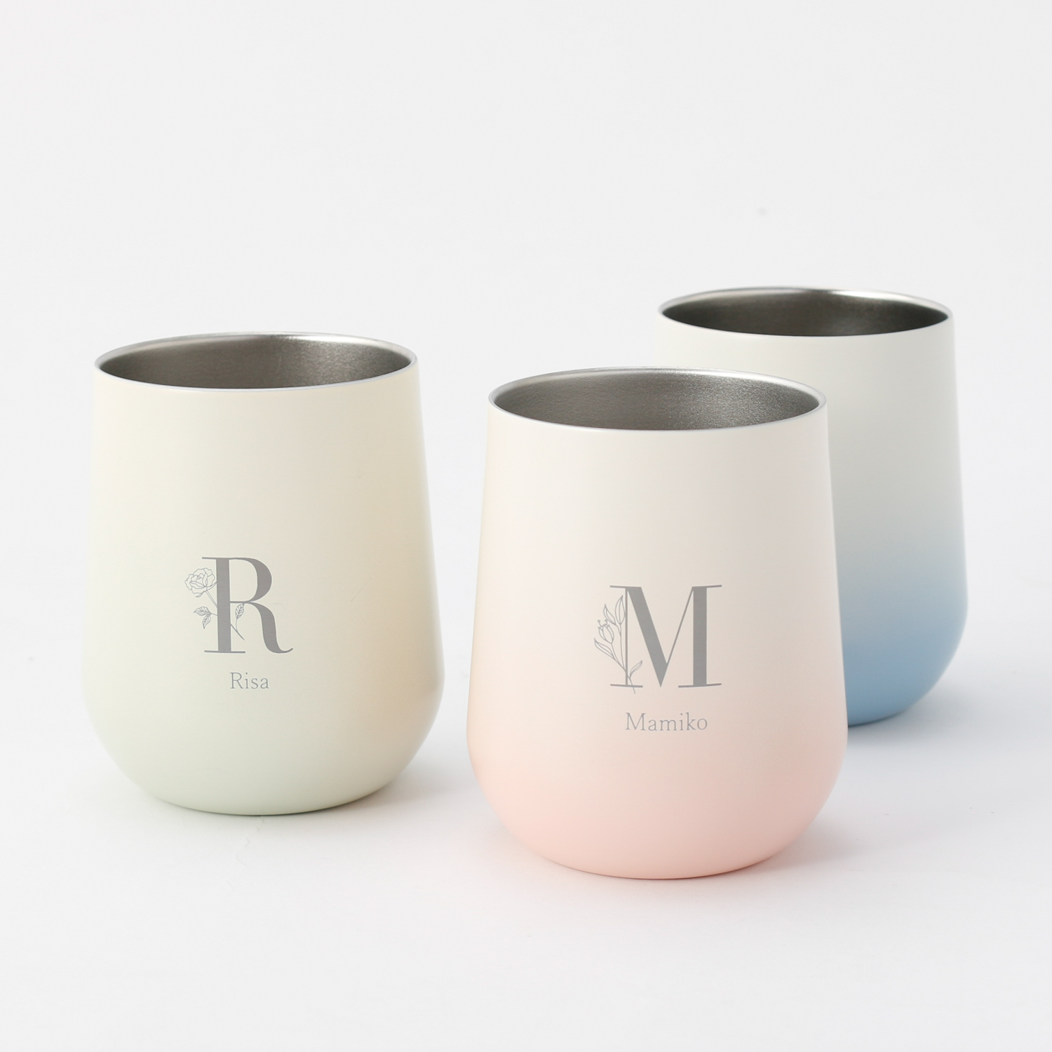 イニシャル刻印グラデーションサーモラウンドタンブラー 名入れ