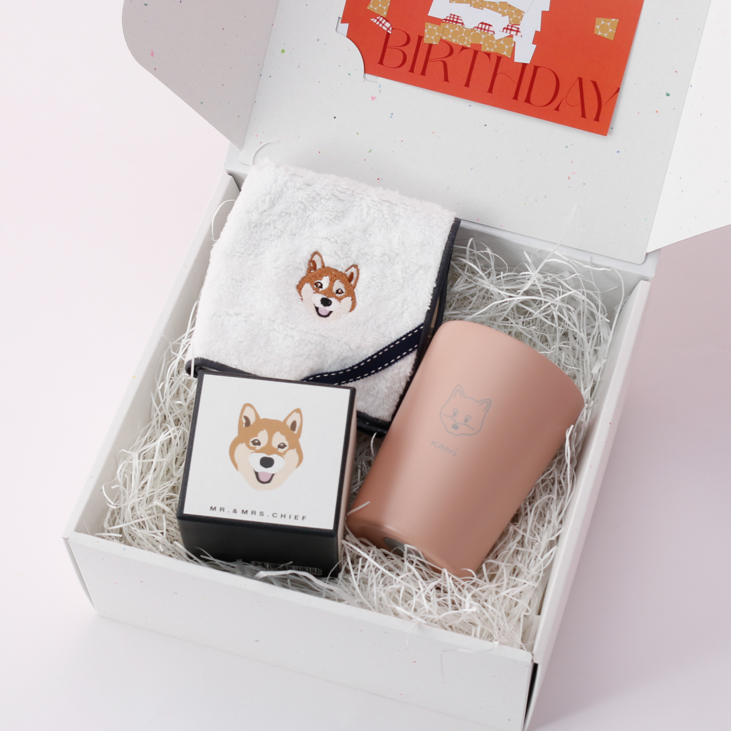 【BOXセット】選べる犬種ハンカチ&サーモタンブラー名入れ