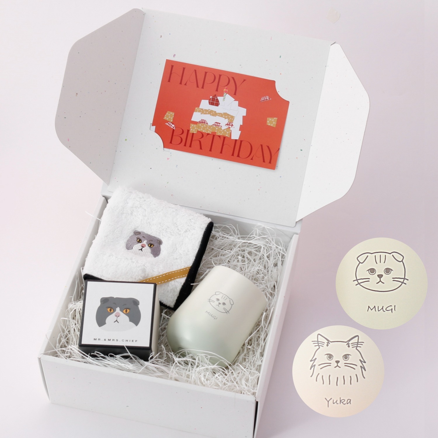 【BOXセット】選べる猫種ハンカチ&サーモタンブラー