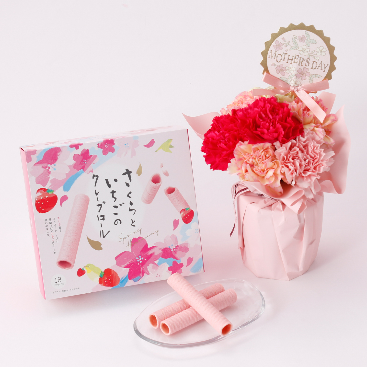 【まだ間に合う！最短5/10(日)母の日着！】【母の日限定カーネーション】そのまま飾れるブーケと選べるスイーツセット
