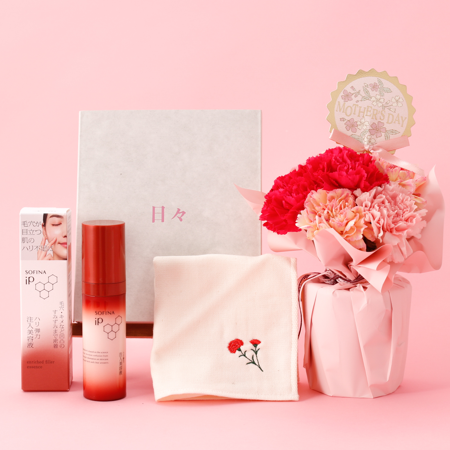 【母の日限定カーネーション】そのまま飾れるブーケと選べる雑貨セット