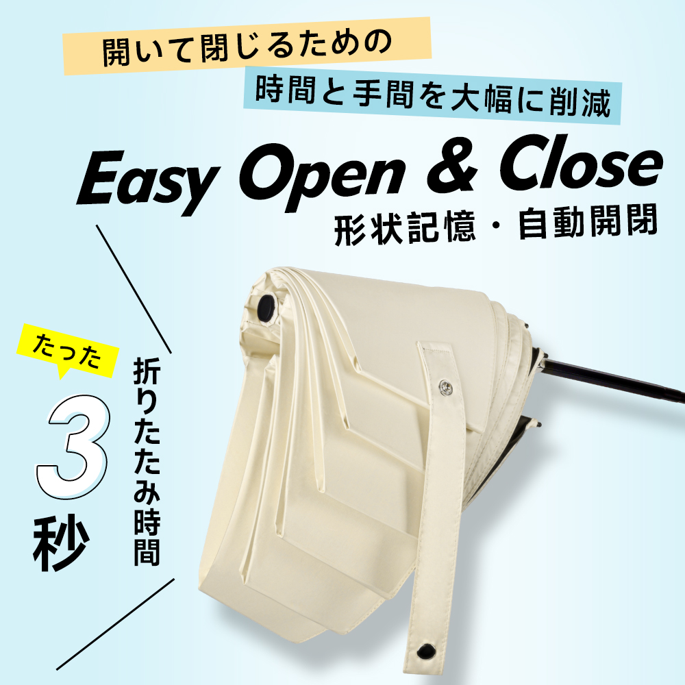 ワンタッチ自動開閉折りたたみ日傘《完全遮光・UVカット100%》