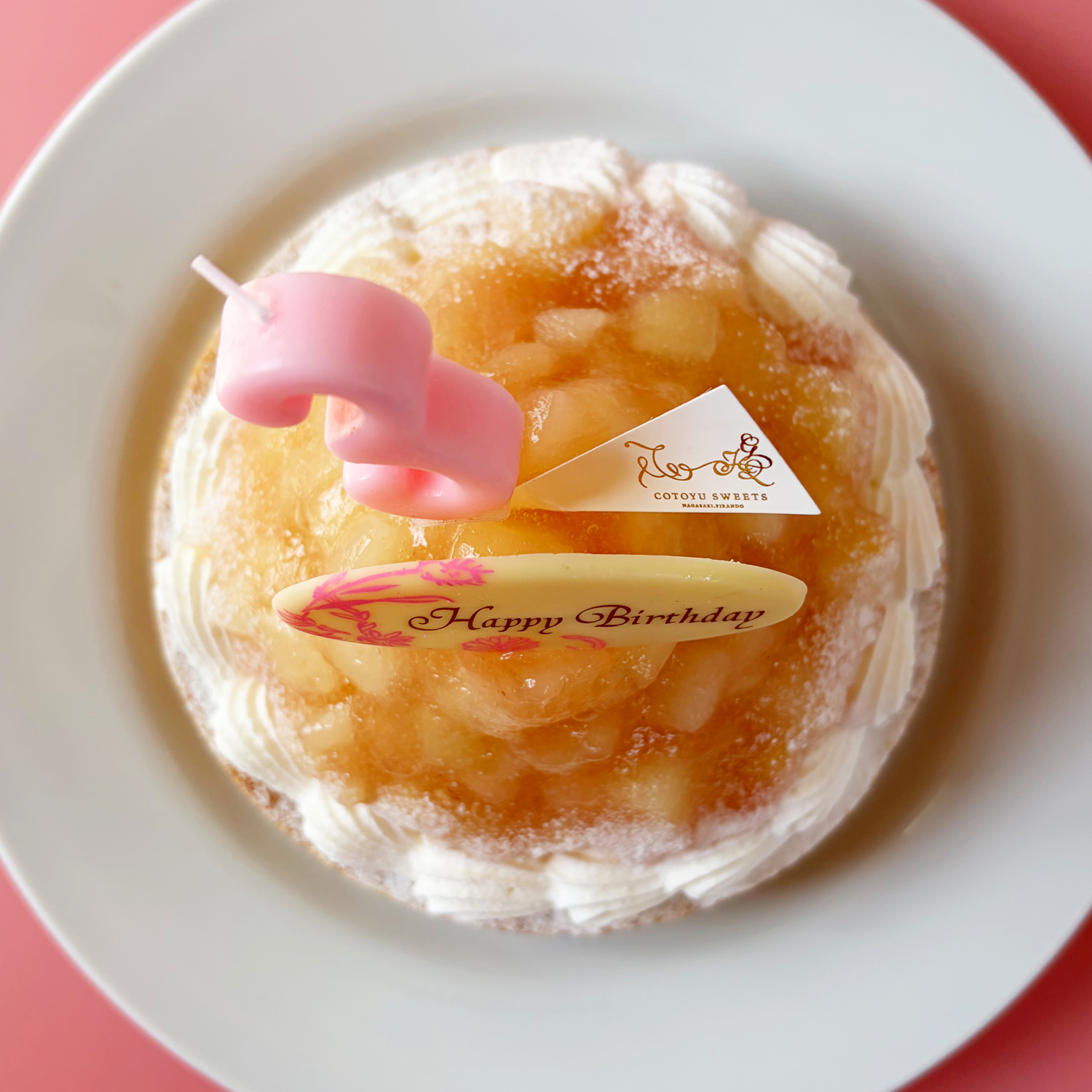 バースデー専用 プレート付き 桃のチーズタルト