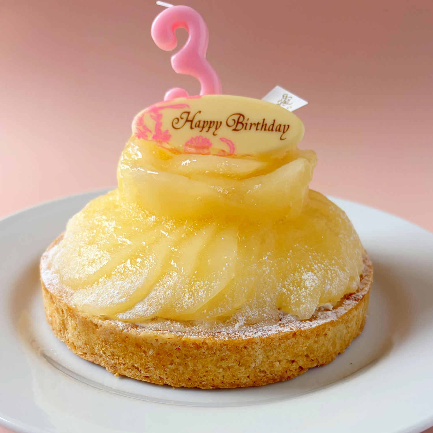 バースデー専用 プレート付き ラフランスのホワイトローズタルト