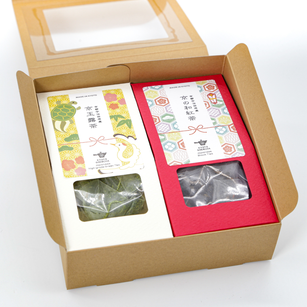 お年賀やお祝い事に！つるかめギフトセット｜玉露・和紅茶ティーバッグ