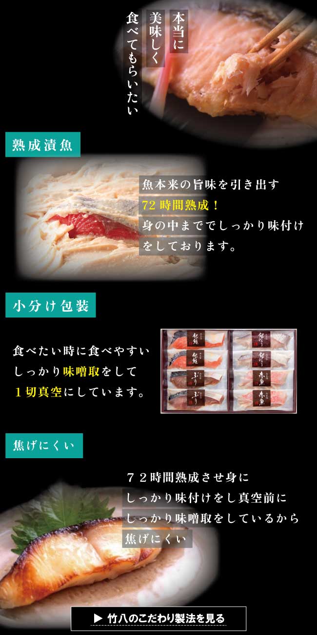 骨とり西京漬詰合せ（４種漬魚８切）