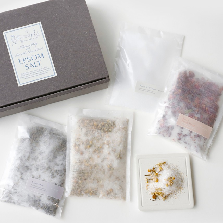 天然ハーブ入り無添加エプソムソルト │ 4種の香り バスアロマギフトセット