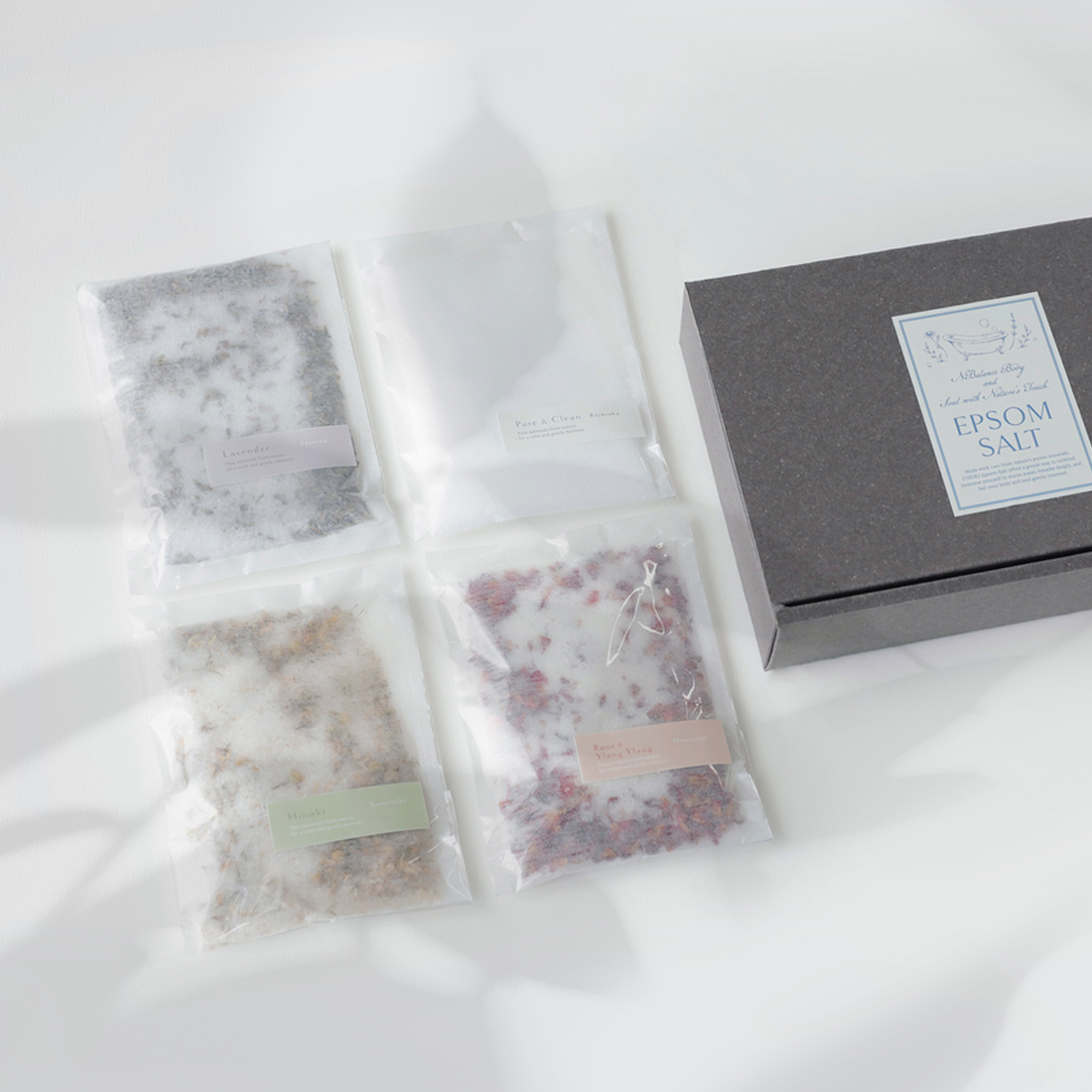 天然ハーブ入り無添加エプソムソルト │ 4種の香り バスアロマギフトセット