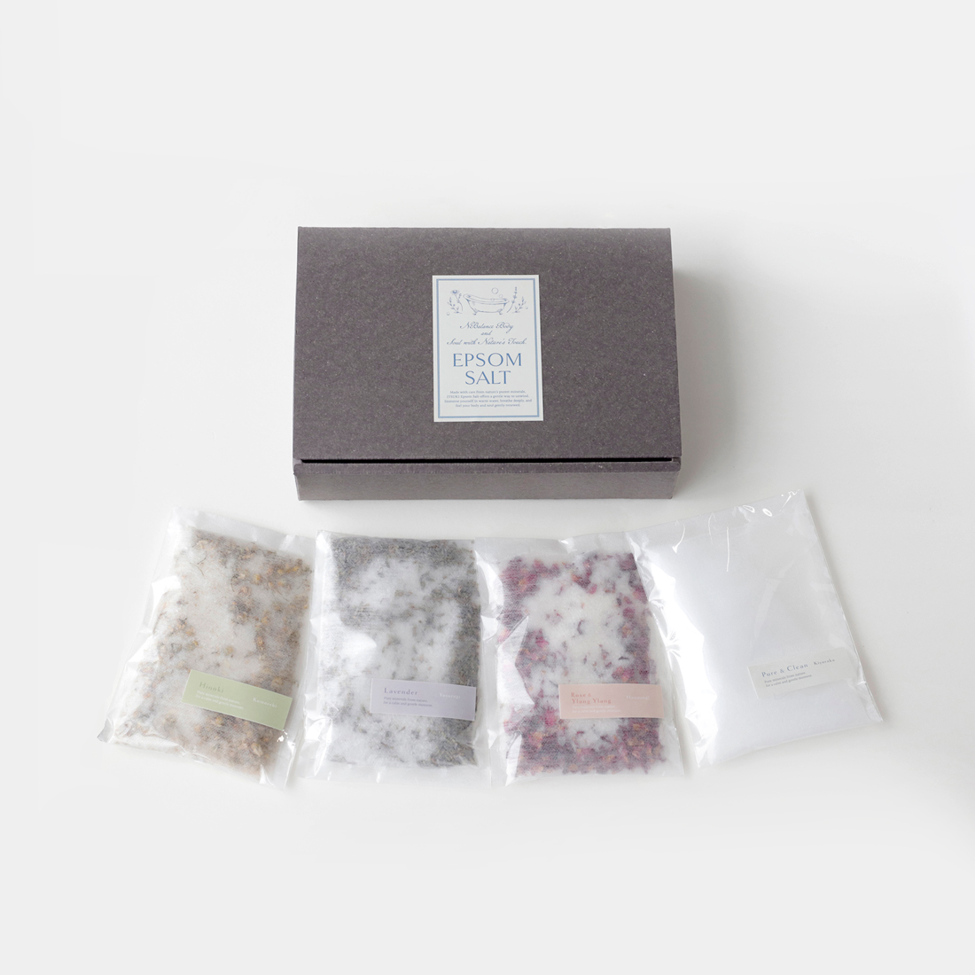 天然ハーブ入り無添加エプソムソルト │ 4種の香り バスアロマギフトセット